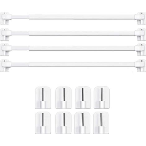 4 tringles à rideaux télescopiques avec crochets adhésifs, pour salon, fixation adhésive puissante,sans perçage,barres de douche (30-50 cm) -MOORLE. (1/5)