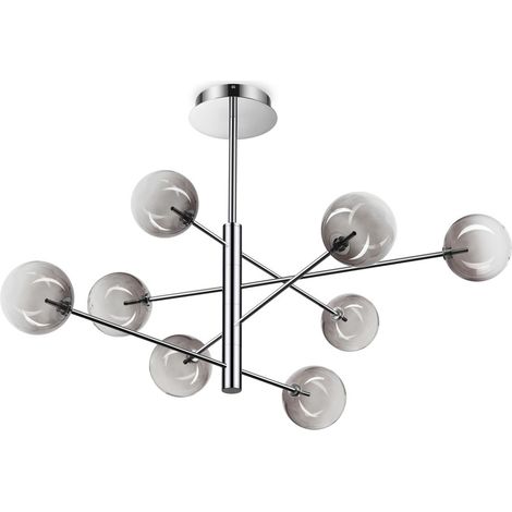 Ideal Lux EQUINOXE Deckenleuchte mit 8 Lichtern, mehrarmig, rauchgrau