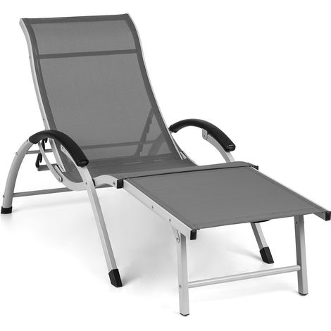 blumfeldt Sunnyvale Chaise longue Chaise longue de jardin Lounger, dossier réglable en 4 positions, repose-pieds pliable, surface de couchage 174 x 51 cm, PVC / polyester, gris (1/5)