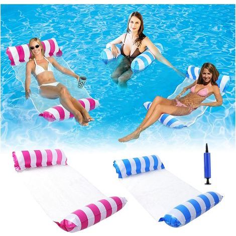 2Pack Hamac Gonflable pour Piscine,Hamac Gonflable 4 en 1,Lit Flottant Polyvalent,Chaise Fottante pour Piscine pour Piscine, Lac, Plage, Piscine