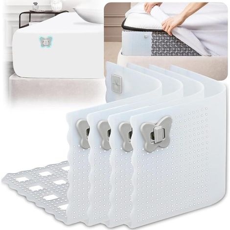 4 Pièces Tendeur Drap Housse,Tendeurs Draps Housse Avec Clips Fixes,InstallationAnti Glisse Drap De Lit, Drap De Lit à Angle OuvertBlanc (1/5)
