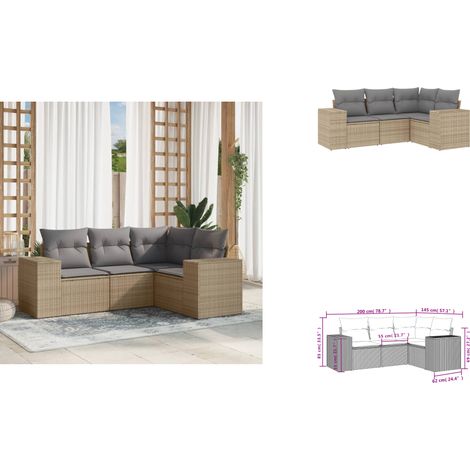 Salon de jardin avec coussins 4 pcs beige résine tressée - Ensemble Salon De Jardin - Meuble Extérieur - Résine Tressée - Rotin Synthétique - Mobilier De Jardin (1/3)