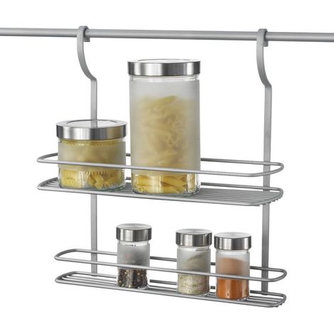 Mensola 2 piani Metaltex city line colore grigio satinato (1/5)