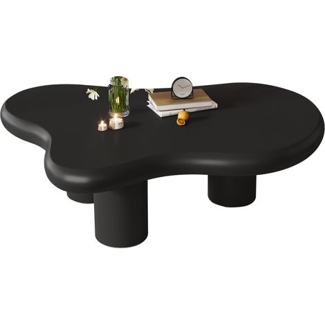 Tavolino da caffè 97x67x32 cm, Forma di Nuvola, Protezione con Feltrini Antigraffio, Leggero Portatile in MDF Nero, Per Soggiorno (1/5)