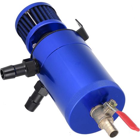 Réservoir d'huile universel en alliage d'aluminium avec bouchon à 2 ports, kit accessoire (bleu) (1/3)