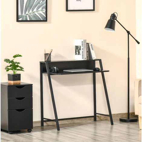 Scrivania da computer con ripiano e passacavi, MDF nero 84 x 45 x 85 cm HAVRYA (1/5)