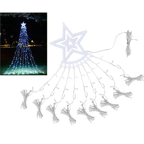 Guirlande lumineuse LED en forme d'étoile à cinq branches, guirlande fluide, lumières colorées, décorations de Noël, guirlandes solaires d'extérieur, guirlandes pour arbres, blanc froid (1/5)