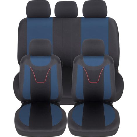 Lupex Shop - Coprisedili auto, anteriori e posteriori, universali adattabili, tessuto poliestere, No Suv (mod. N) colore - Blu Scuro