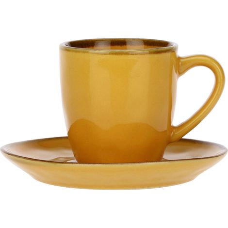 ROSE & TULIPANI Tazzina Caffe' con Piattino Ocra 90 Cc
