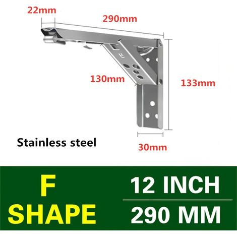 Support triangulaire pliable en acier inoxydable 30,5 cm (1 pièce) - Support robuste et réglable pour étagère, banc, table ou meuble. (1/5)