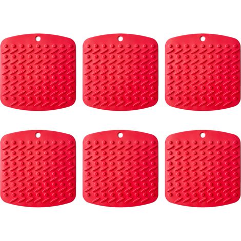 Lot de 6 dessous de plat en silicone antidérapants et résistants à la chaleur, pour plats, casseroles et poêles chauds (gris). (1/5)