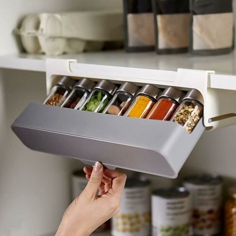 Étagère à Épices, Étagère à Épices Suspendue, Tiroir de Rangement pour Épices de Cuisine, Pas Besoin de Perforer les Supports à Épices Domestiques (1/5)