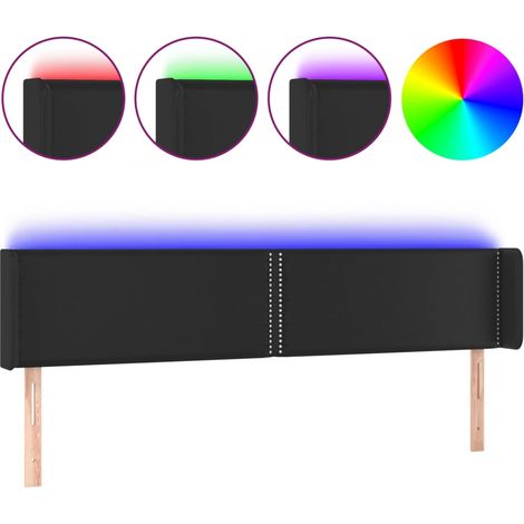 Maison Exclusive - LED Kopfteil Schwarz 203x16x78/88 cm Kunstlede (1/5)