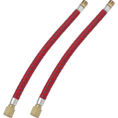 Lot de 2 tuyaux d'extension pour pompe à vélo, longueur 16,6 cm, en nylon et cuivre, double valve, tube de gonflage (1/5)