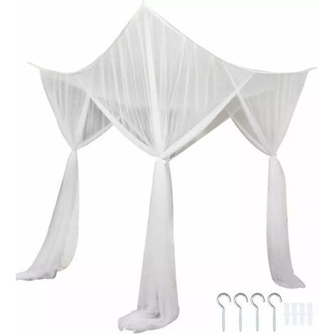 Moustiquaire carrée à 4 ouvertures – Polyester – Blanche – Dimensions 190 × 210 × 240 cm (1/5)