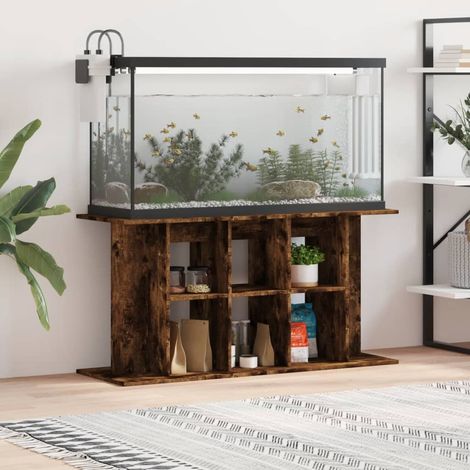 Meuble Aquariums Support Chêne Foncé 120 X 40 cm. 1 étagère Support solide et stable pour aquariums (1/5)