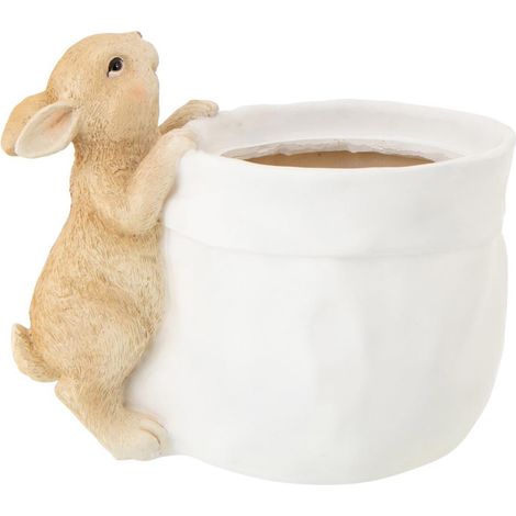 Cache-Pot Lapin en Résine "Bunny" 23cm Blanc (1/2)
