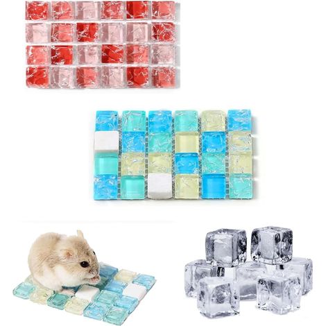 Tapis de Refroidissement, Lapin Lit de Glace, Animaux Cool Pads, Tapis de Refroidissement pour Hamster, Lit de Glace pour Hamster, 2 Pièces(Bleu & Rouge) (1/5)