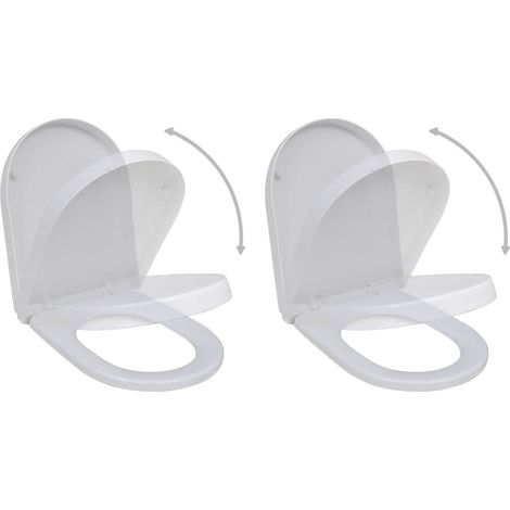 Lot de 2 Abattants adulte pour WC avec couvercles - Siège WC Plastique Blanc BV111126 - BonneVie (1/5)