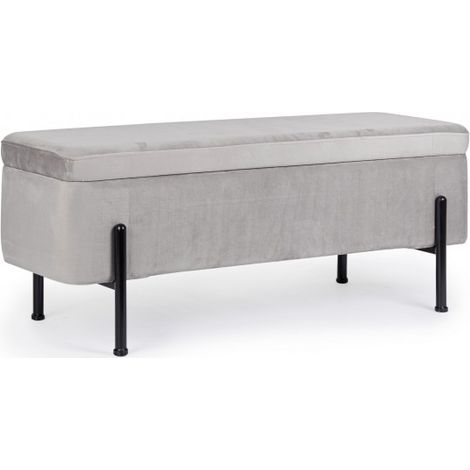 Panca Contenitore Velluto Grigio Moderno da Interno - DAHLIA (1/5)