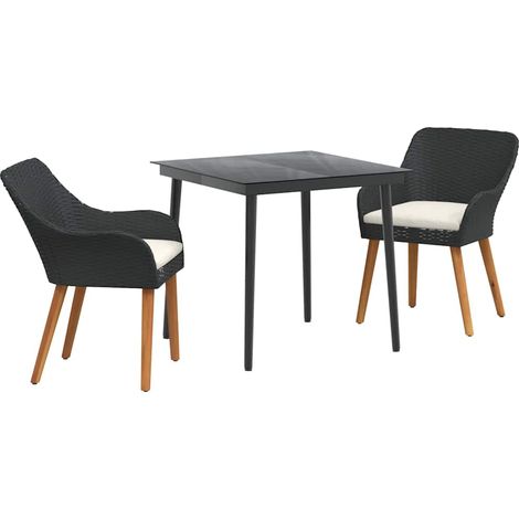 Ensemble de salle à manger pour jardin 3 pcs,Salon de jardin Noir polyrotin CFW90609 (1/5)