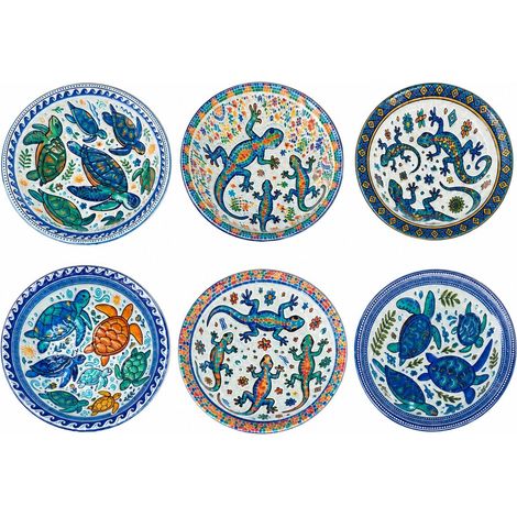 Set de 6 imanes de cerámica tortugas y lagartos azul 7 cm (1/4)