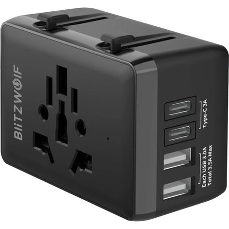 Blitzwolf BW-TA1 4-in-1 Reiseadapter 2xUSB + C + PD 20W