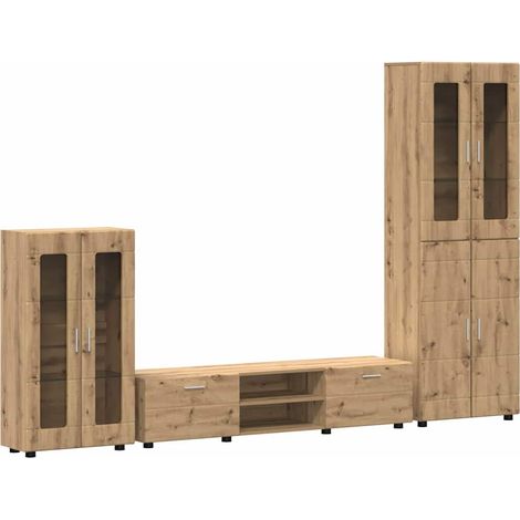 Ensemble meuble TV FLORIN Chêne artisanal Bois d'ingénierie