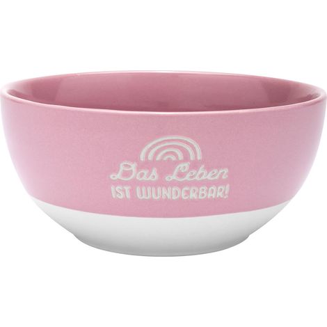 Bol en grès émaillé coloré, avec inscription en allemand Rose 60 cl Petit déjeuner, bol à céréales, cadeau (1/5)
