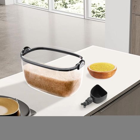 Rice Storage Container, 5L Modern Kitchen Container, Food Storage Containers with Measuring Cup, Rice Container, for Grains, Beans, Sugar, Flour, Nuts, Coffee, Dried Fruits, Pasta, Pet Food 321918cm ( (1/5)