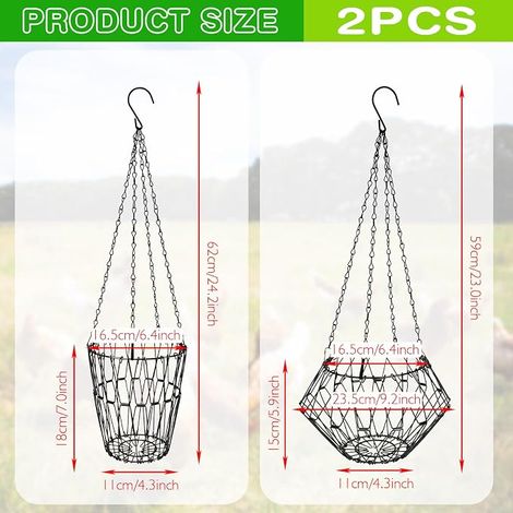 Chicken and Vegetable Feeders 12 x 12 Inch Foldable Food Feeder with Stainless Steel Mesh Bag with Chains Food Dispenser for Chickens, Ducks, Geese and (1/4)