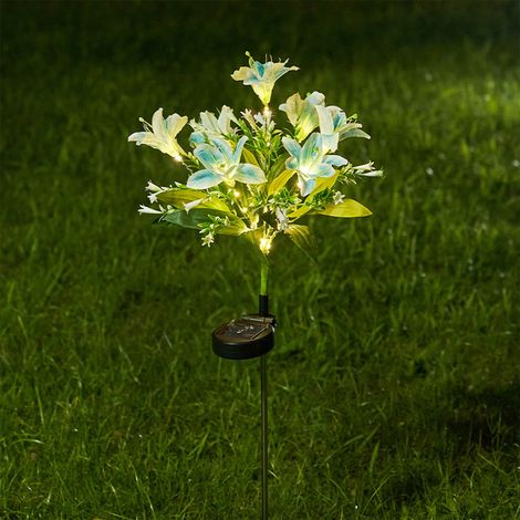 Solar Stake Light - Artificial Flower Design - 42 LED Warm White - Waterproof - 73 cm Height - Outdoor Garden Decoration - Pack of 7 (1/5)