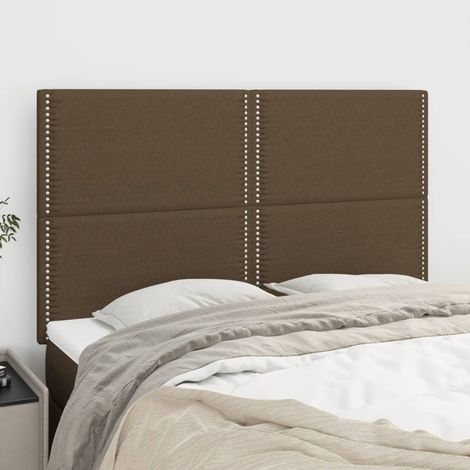 Cabecero de cama marrón oscuro 144x5x118/128 cm Tela vidaXL