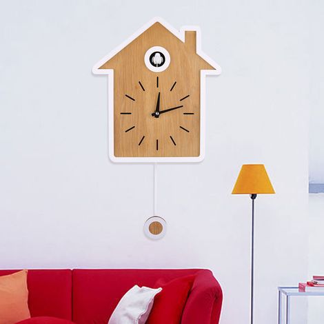 Horloge coucou design nordique moderne, horloge murale blanche à balancier, style simple, pendule swing mural. (1/5)