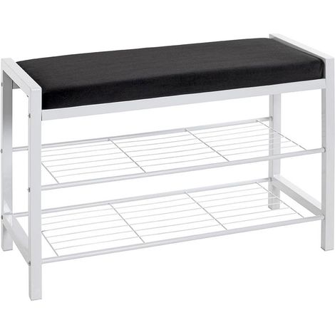 Banc Rangement à Chaussures "Elia" 75cm Blanc & Noir (1/4)