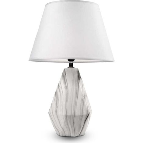 LAMPADA DA TAVOLO IN CERAMICA CON BASE EFFETTO MARMO DA 42 CM COLORE BIANCO (1/2)