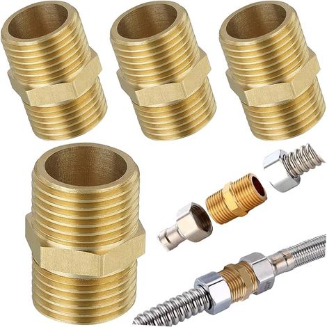Mamelon Double 3/4 Pouce en Laiton Filetage Extérieur, ø 25mm Double Mamelon Hexagonal 3/4", Laiton Raccord Fileté Raccords pour Chauffage et Installation d'Eau (1/5)