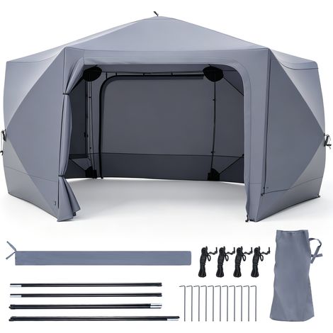 Tonnelle de Jardin Exterieur, Barnum Pliant avec Moustiquaires à Rideau Amovible, Portes Opposées, Poches Filet&Sac Transport, 427 x 357 x 243 cm (1/5)