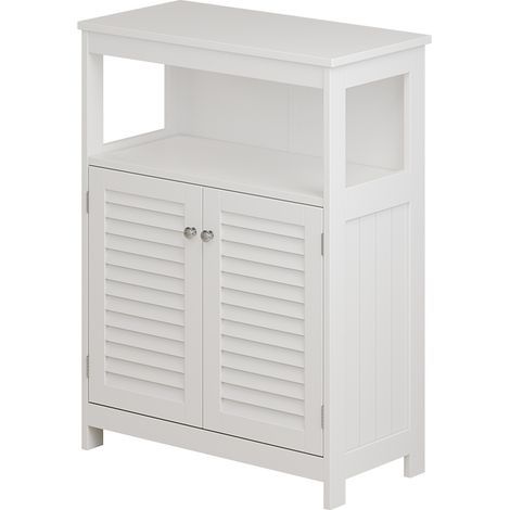 Mobiletto bagno Riad, Bianco, 60 x 80 cm con ante e vano a giorno, Vicco