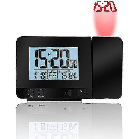 Réveil à projection, réveil de voyage avec projection, connexion USB, affichage de la température et de l'humidité intérieures (1/4)
