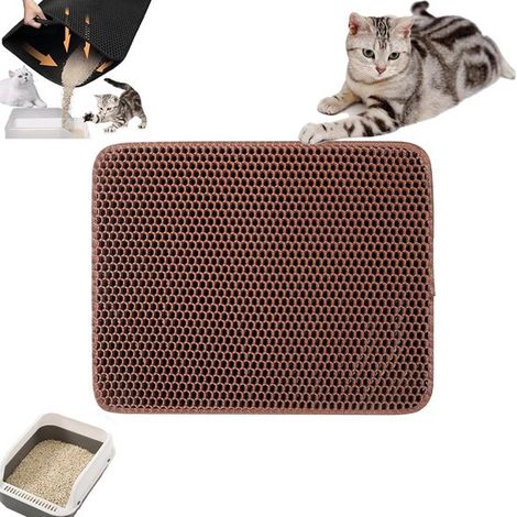 Doppellagige Katzenstreumatte 30 x 30 cm Wabenmuster Urinabweisend, wasserdicht und waschbar Katzenstreumatte zur Kontrolle und zum Auffangen von (1/5)