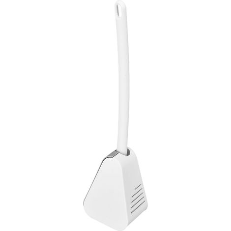 Golf cuvette brosse long manche sans angle mort nettoyage WC base anti-fuite auto-ouvrante blanc lune (1/5)