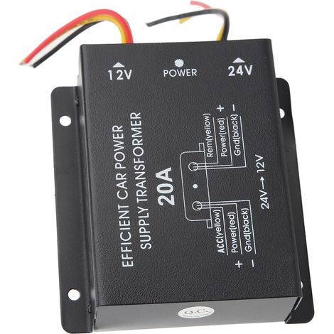 Convertisseur Électrique 20A 24V vers 12V DC Adaptateur Transformateur de Puissance pour Talkie-Walkie Afficheur Voiture Camion Bus (1/5)