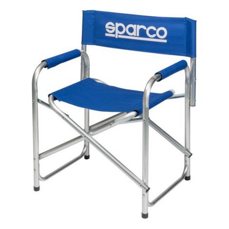 Chaise de re'alisateur pliante Sparco Paddock Bleu pour jardin Camping Plage Exte'rieur
