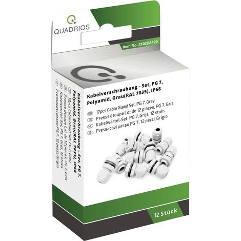 Quadrios 2102CA120 Assortimento di pressacavi PG7 PA66 Grigio luminescente 1 KIT (1/5)