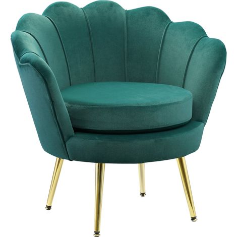 Poltrona Imbottita 76x67x74 cm in Tessuto Vellutato Verde (1/5)