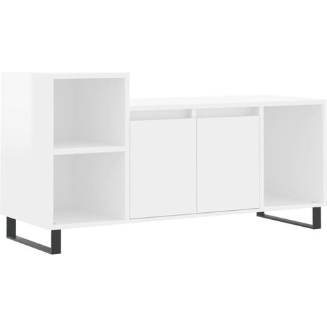 Mobile TV multimediale scaffale per televisione televisore buffet sala da pranzo soggiorno camera da letto lucido 100 x 35 x 55 cm derivati del legno bianco 020026982