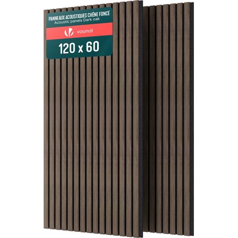 VOUNOT® 2er Set Akustikpaneele 120 × 60 × 2,1 cm, Akustik Wandpaneele in Holzoptik Dunkel-Eiche