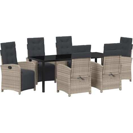 Maison Exclusive - Set da Pranzo per Giardino 7 pcs Grigio chiaro polyrattan