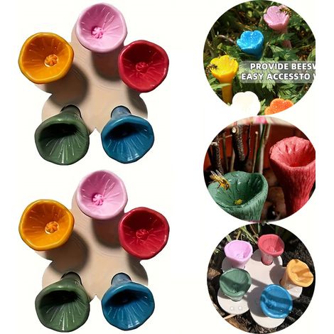 Lot de 10 gobelets à boire pour abeilles, abreuvoirs pour abeilles, distributeur d'eau conçu pour attirer les abeilles et les papillons, pour boire (1/5)